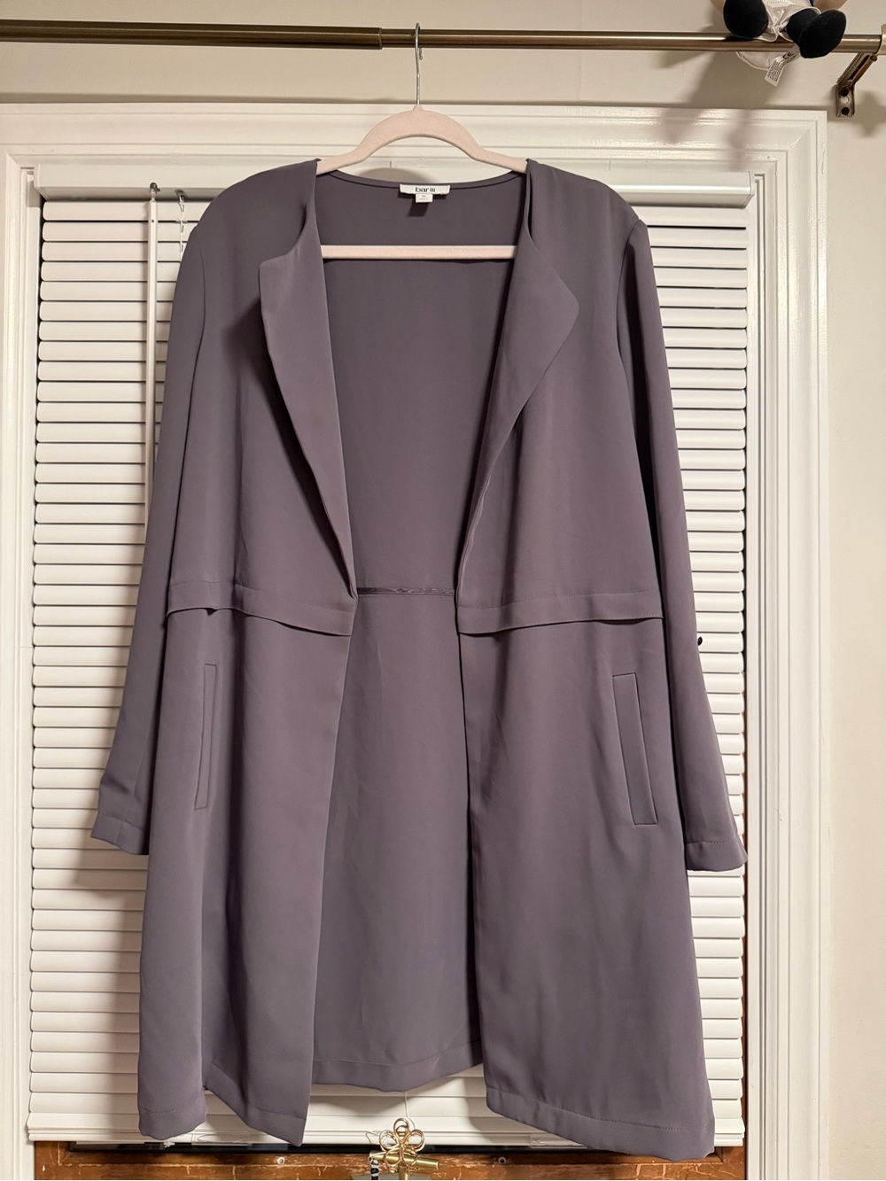 Bar III Open-Front Trench Coat in Dusty Lavender